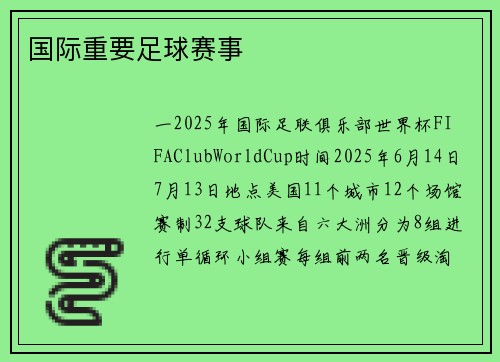 国际重要足球赛事